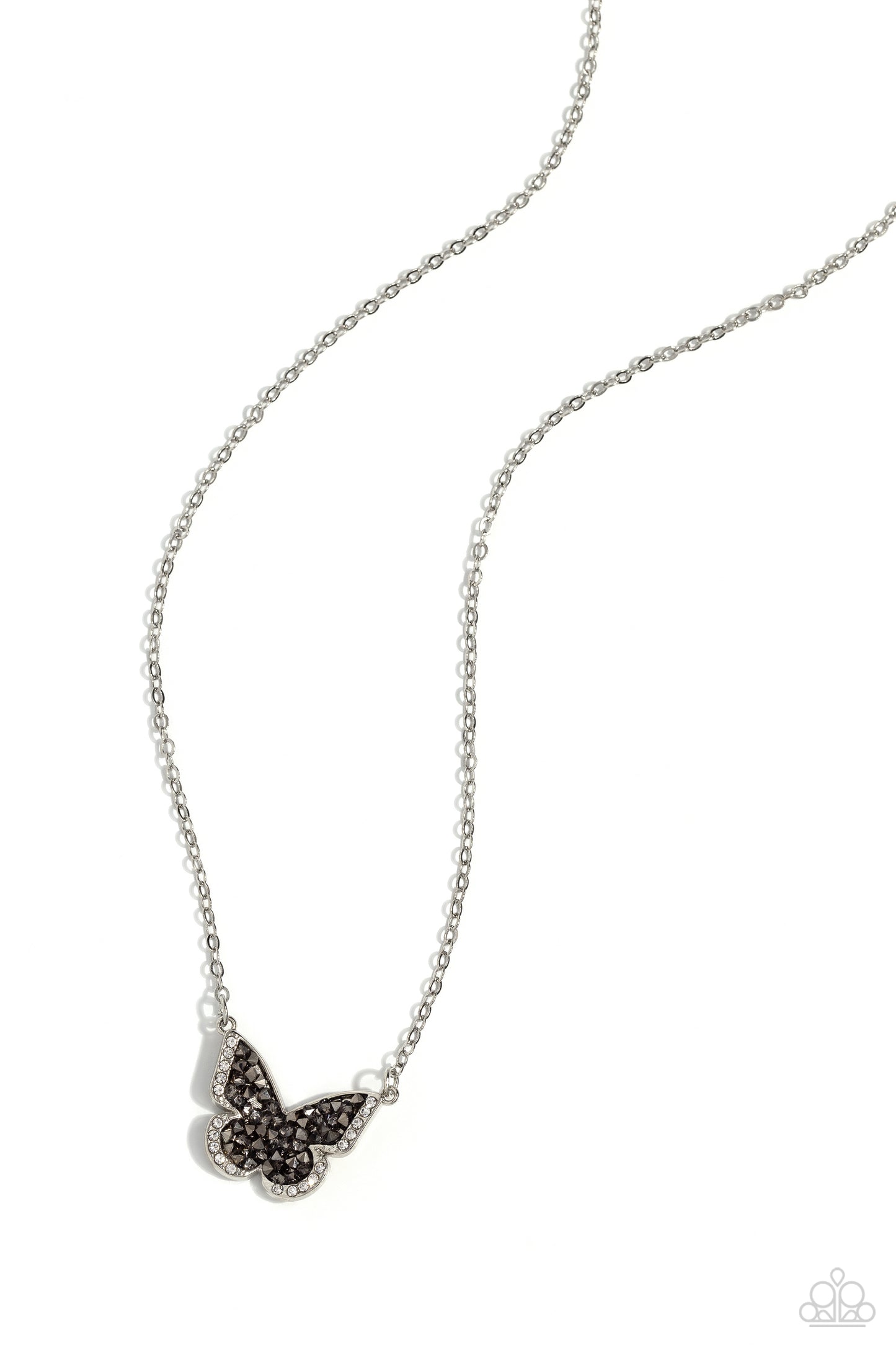 Seize the Smolder - Silver Druzy Butterfly Necklace - Paparazzi Accessories