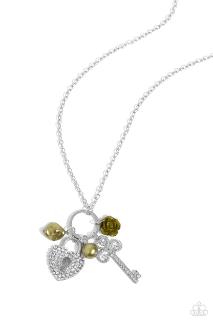 Girly Gathering - Green Pearl Pendant Necklace - Paparazzi Accessories