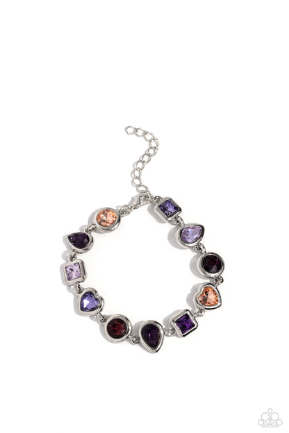 Actively Abstract - Purple Rhinestone Clasp Bracelet - Paparazzi Accessories