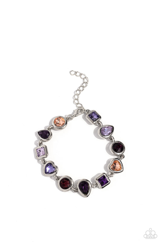 Actively Abstract - Purple Rhinestone Clasp Bracelet - Paparazzi Accessories