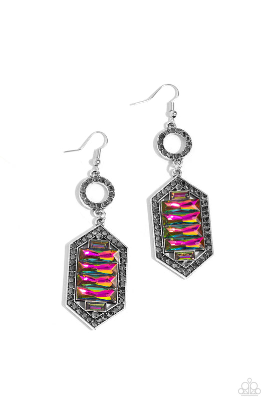 Combustible Craving - Multi Oil Spill Fishhook Earrings - Paparazzi Accessories