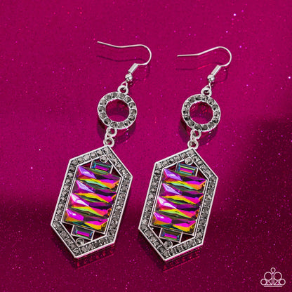 Combustible Craving - Multi Oil Spill Fishhook Earrings - Paparazzi Accessories