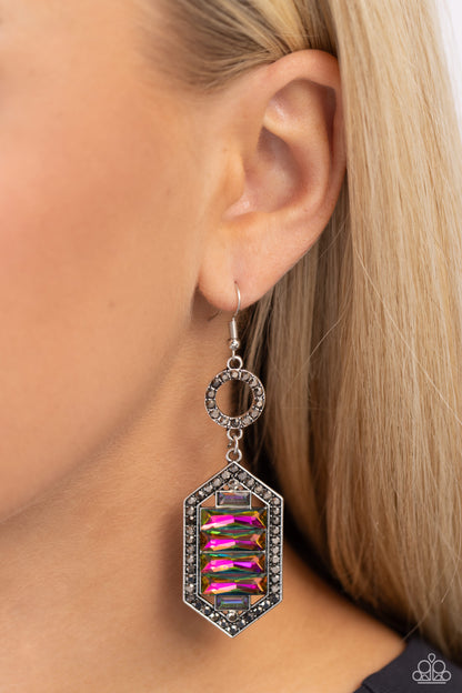 Combustible Craving - Multi Oil Spill Fishhook Earrings - Paparazzi Accessories