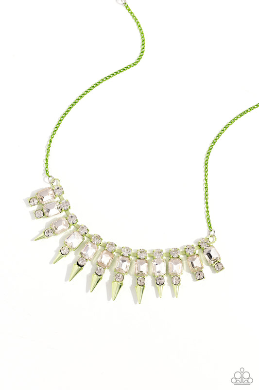 Punk Passion - Green Dipped Metal Necklace - Paparazzi Accessories