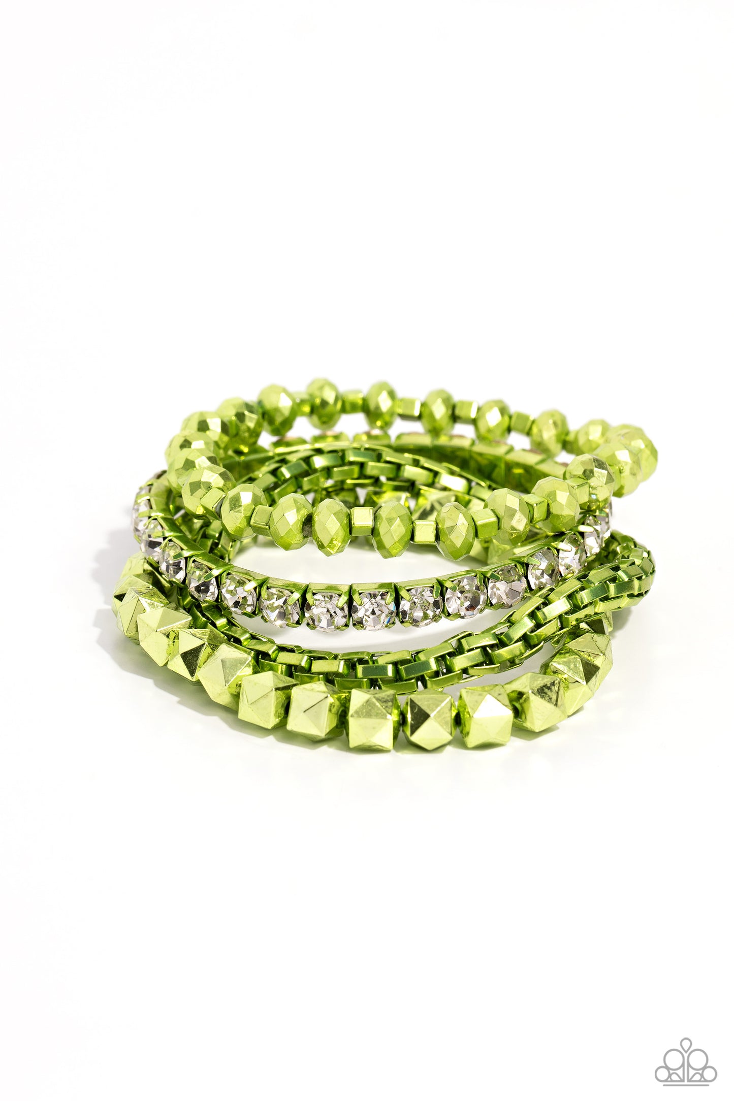 Punk Pattern - Green Stretchy Bracelet - Paparazzi Accessories