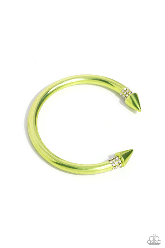Punky Plot Twist - Green Dipped Metal Cuff Bracelet - Paparazzi Accessories