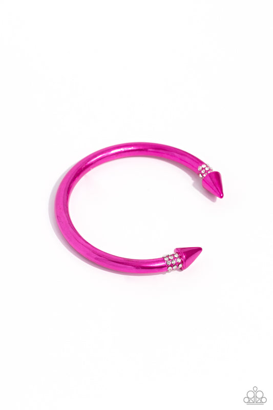 Punky Plot Twist - Pink Dipped Metal Cuff Bracelet - Paparazzi Accessories