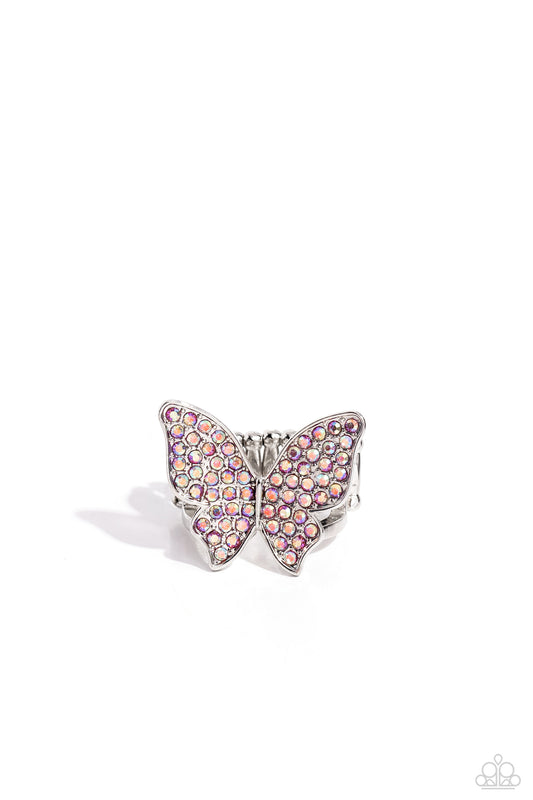 High Time - Pink Iridescent Butterfly Ring - Paparazzi Accessories