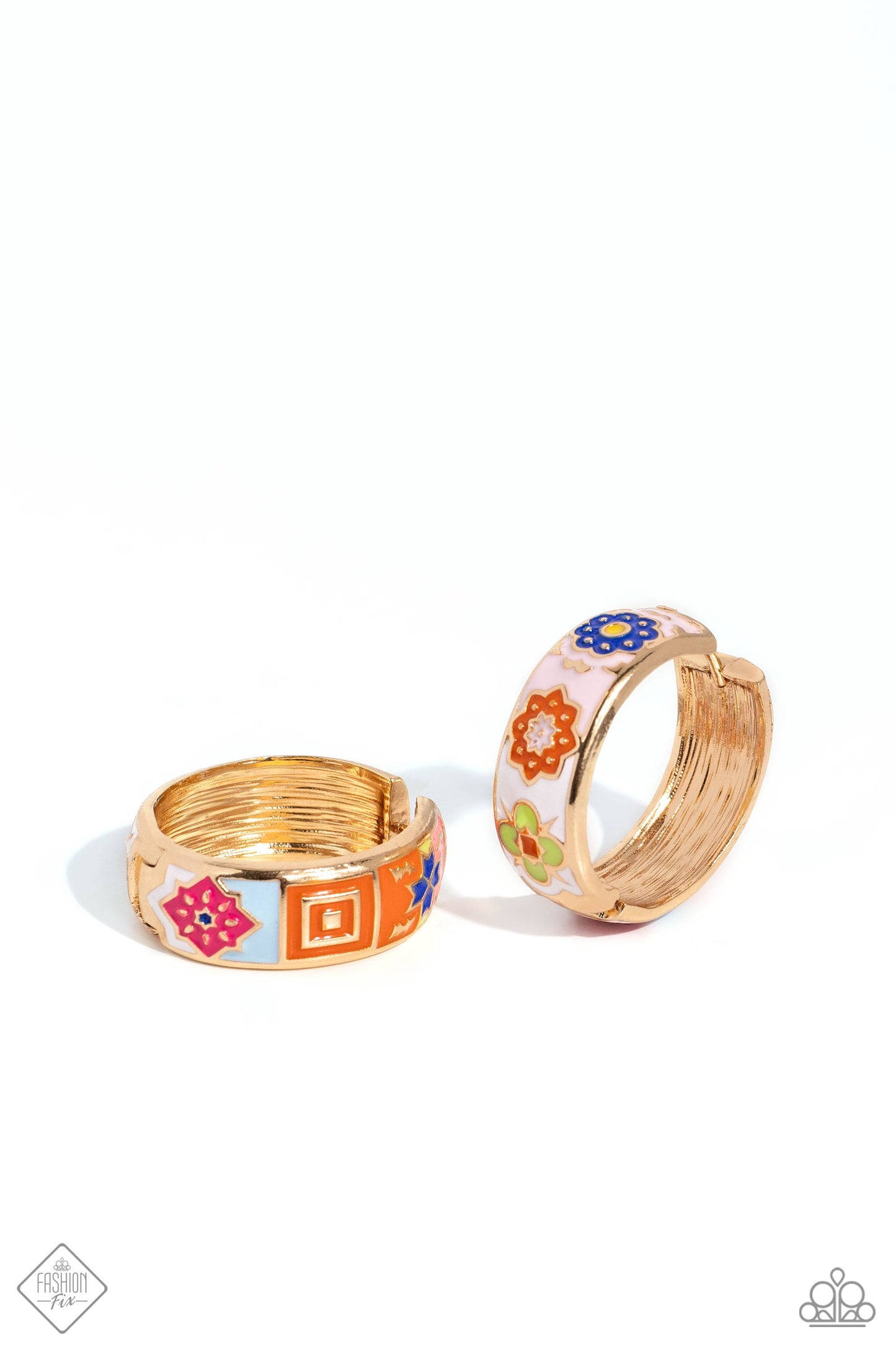 Multicolored Makeover - Gold Hinge Hoop Earrings - Paparazzi Accessories