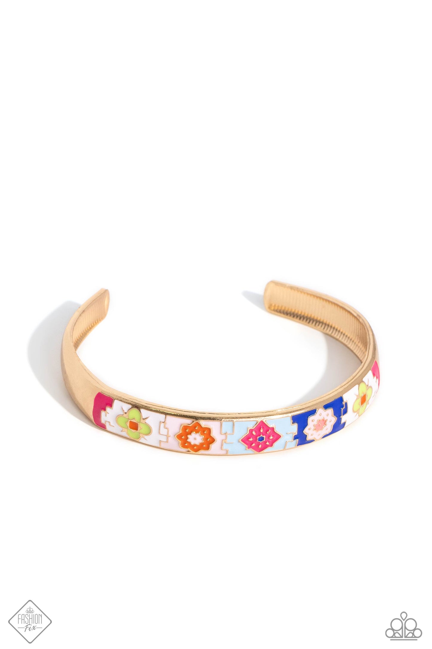 Multicolored Moment - Gold Cuff Bracelet - Paparazzi Accessories