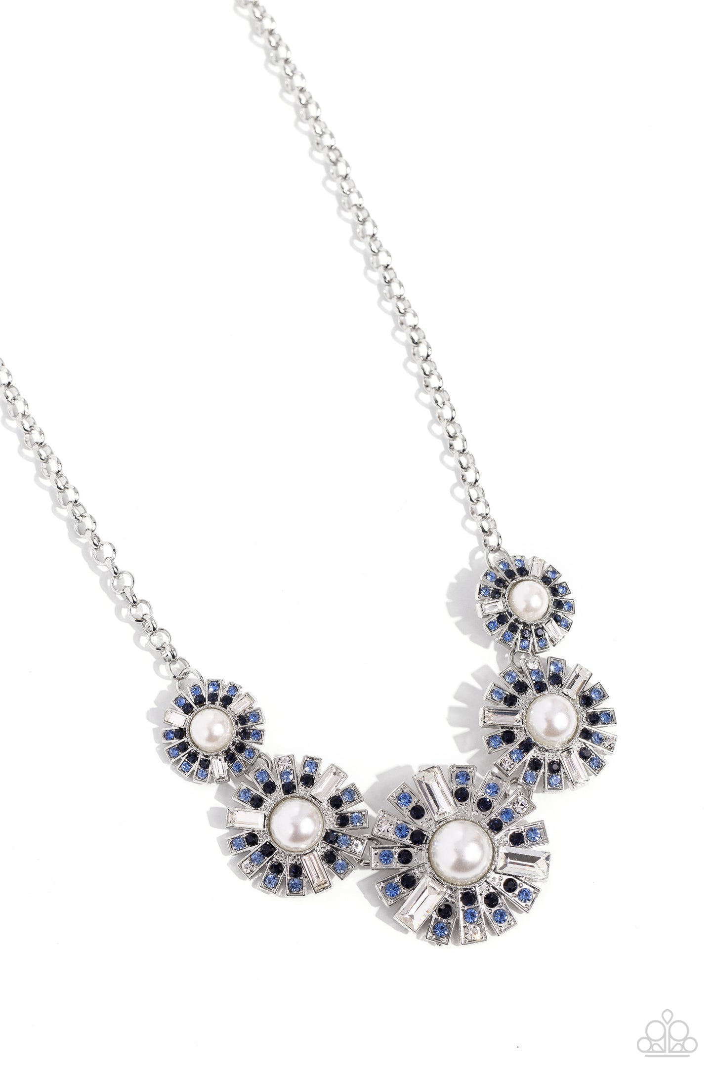 Gatsby Gallery - Blue - Stacked Rhinestone Pearl Necklace - Paparazzi Accessories