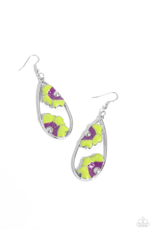 Airily Abloom - Green Fishhook Earrings - Paparazzi Accessories