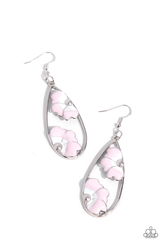 Airily Abloom - Pink Fishhook Earrings - Paparazzi Accessories