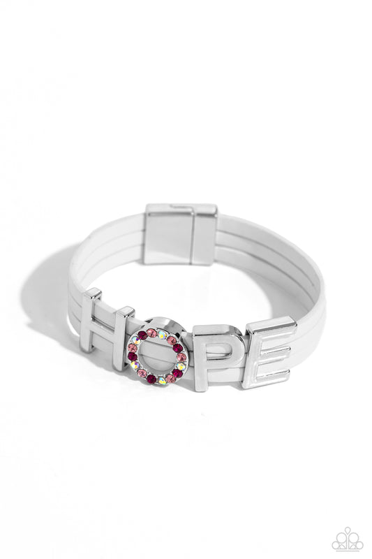 Hopeful Haute - White Magnetic Bracelet - Paparazzi Accessories