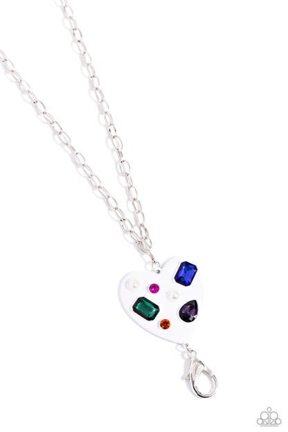 Candid Compilation - White Heart Lanyard Necklace - Paparazzi Accessories