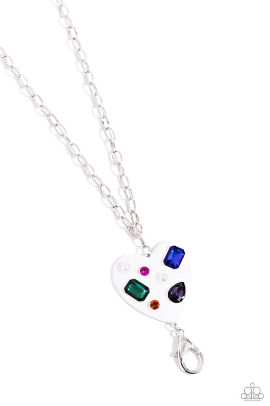Candid Compilation - White Heart Lanyard Necklace - Paparazzi Accessories