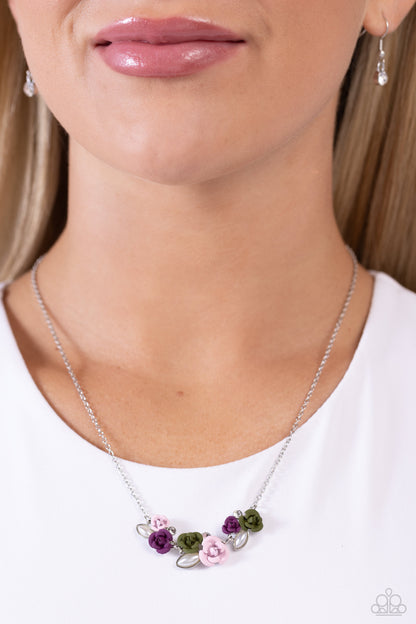 Al-ROSE Ready - Multi - Olive, Plum, and Light Pink Rose Necklace - Paparazzi Accessories