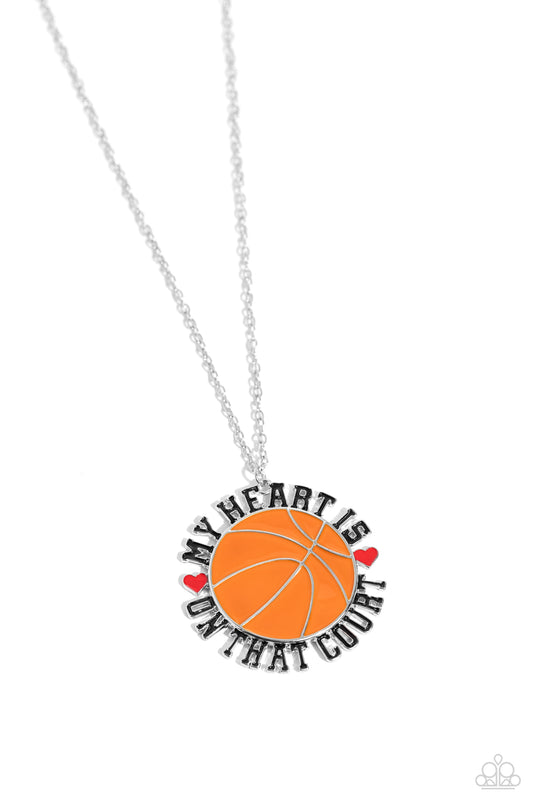 Courting Courtside - Orange Basketball Pendant Necklace - Paparazzi Accessories