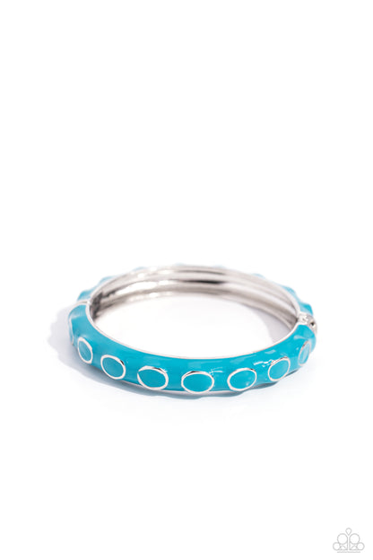 Delightful Diversion - Blue Enamel Silver Hinge Bracelet - Paparazzi Accessories