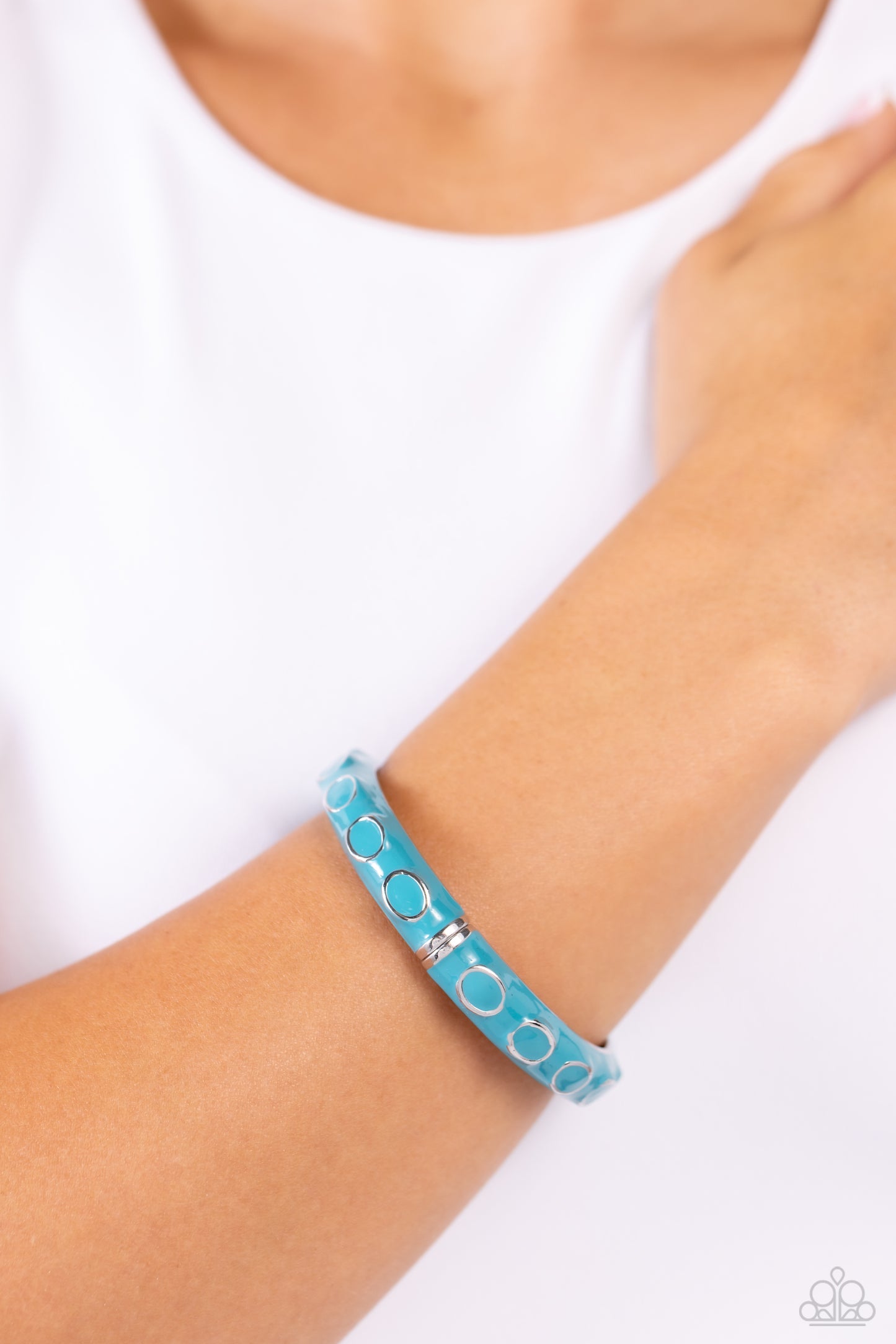 Delightful Diversion - Blue Enamel Silver Hinge Bracelet - Paparazzi Accessories