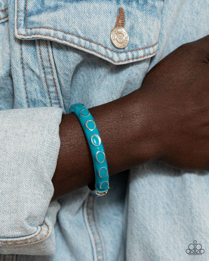 Delightful Diversion - Blue Enamel Silver Hinge Bracelet - Paparazzi Accessories