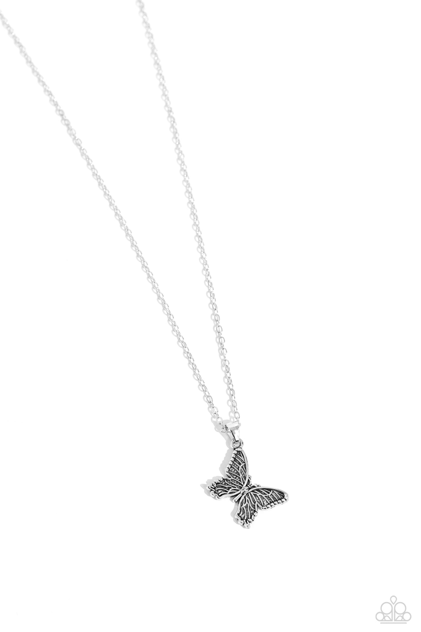 Midair Magic - Silver Butterfly Necklace - Paparazzi Accessories