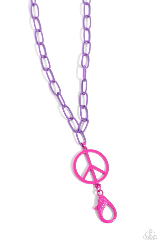 Tranquil Unity - Purple - Peace Sign Lanyard Necklace - Paparazzi Accessories