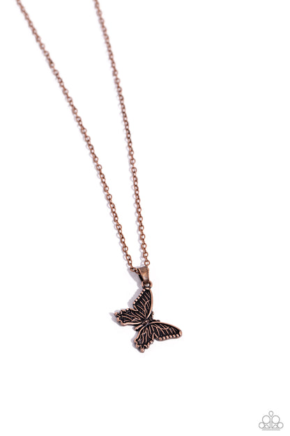 Midair Magic - Copper Butterfly Layered Necklace - Paparazzi Accessories