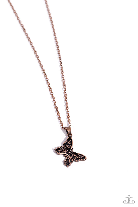 Midair Magic - Copper Butterfly Layered Necklace - Paparazzi Accessories