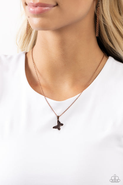 Midair Magic - Copper Butterfly Layered Necklace - Paparazzi Accessories