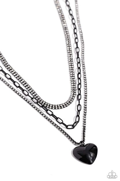 Caring Cascade - Black Necklace - Paparazzi Accessories