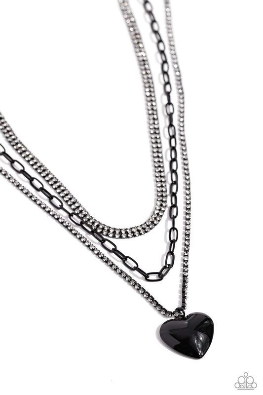 Caring Cascade - Black Necklace - Paparazzi Accessories