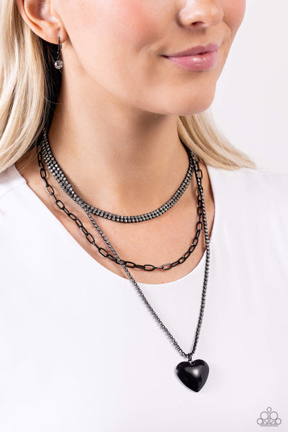 Caring Cascade - Black Necklace - Paparazzi Accessories