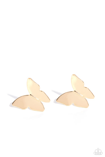 Butterfly Beholder - Gold Post Earrings - Paparazzi Accessories