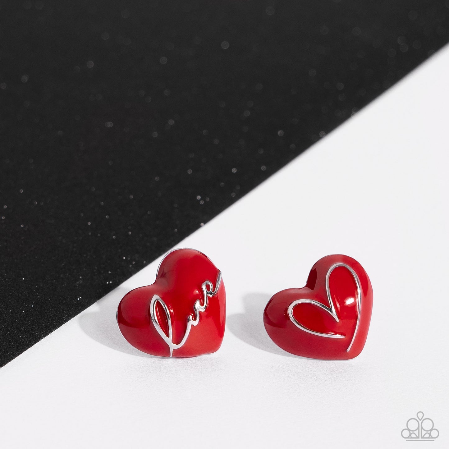Glimmering Love - Red Enamel Heart Post Earrings - Paparazzi Accessories