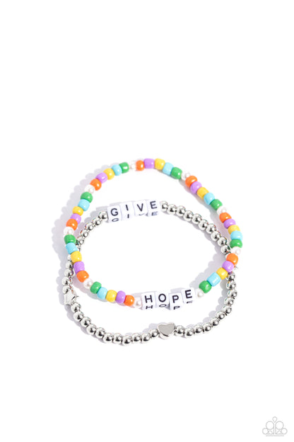 Giving Hope - Multi Stretch Bracelet Stack - Paparazzi Accessories