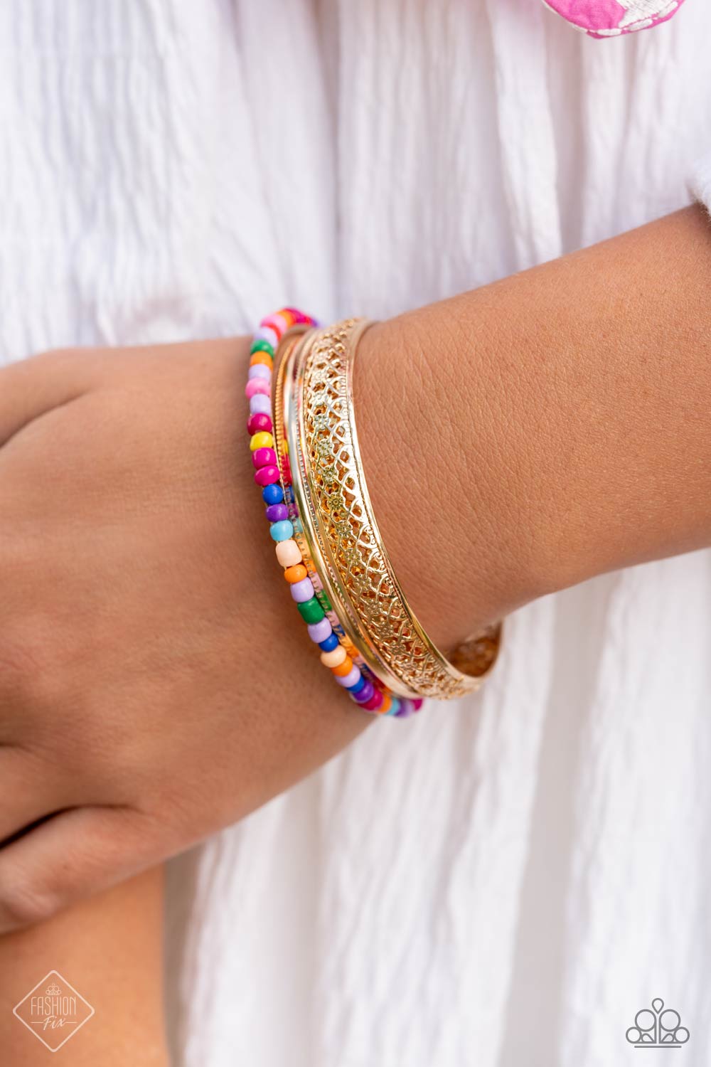 Multicolored Medley - Gold Bangle Bracelets - Paparazzi Accessories