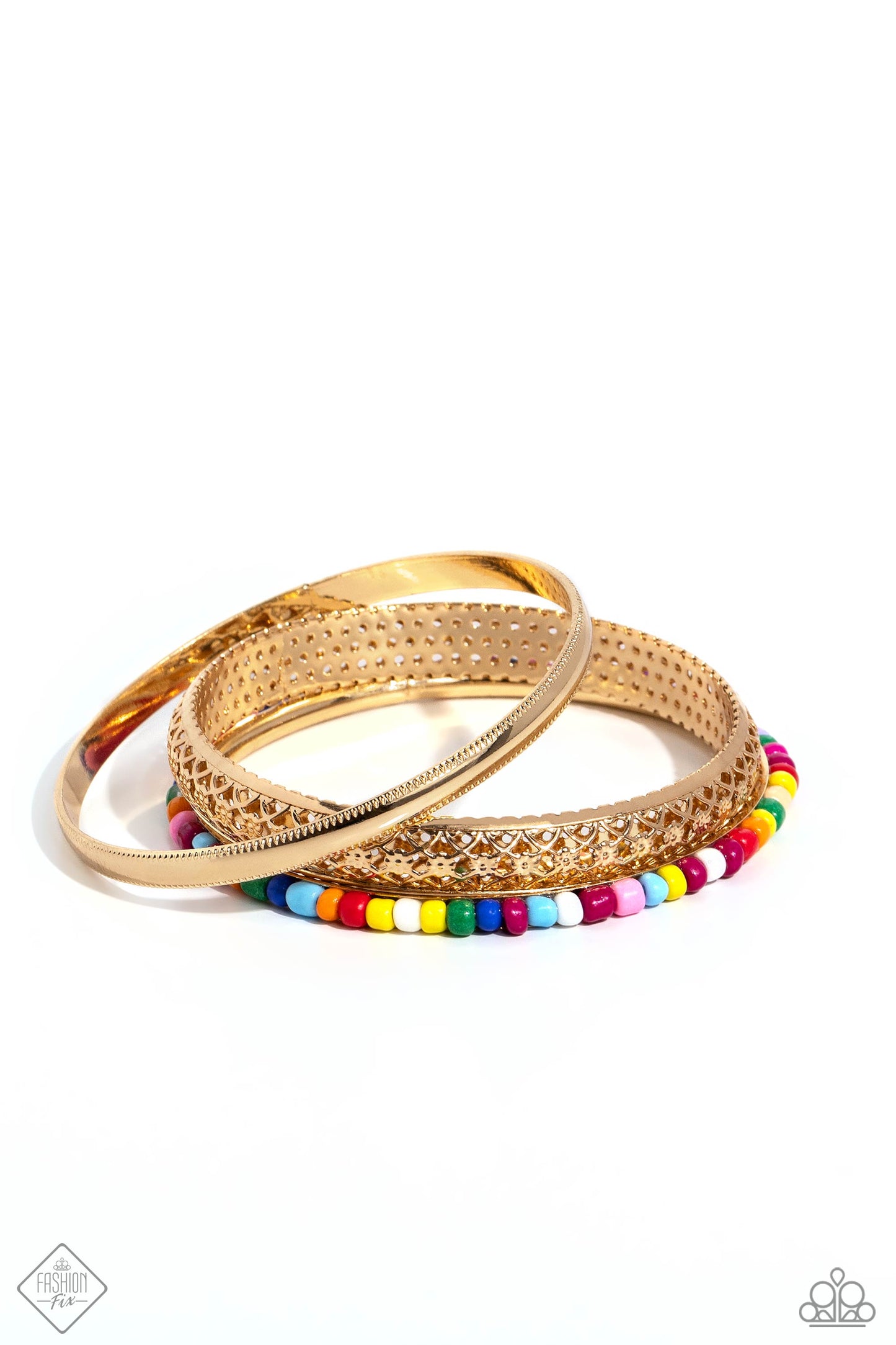 Multicolored Medley - Gold Bangle Bracelets - Paparazzi Accessories