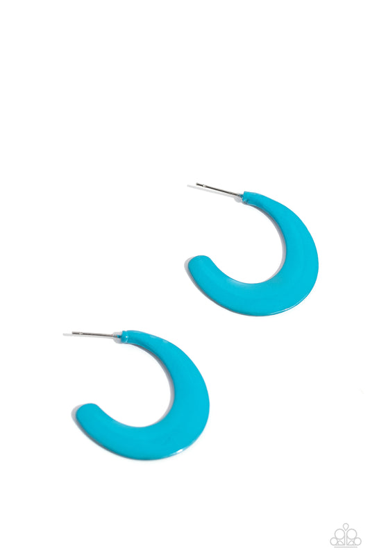 Fun-Loving Feature - Blue Enamel Hoop Earrings - Paparazzi Accessories