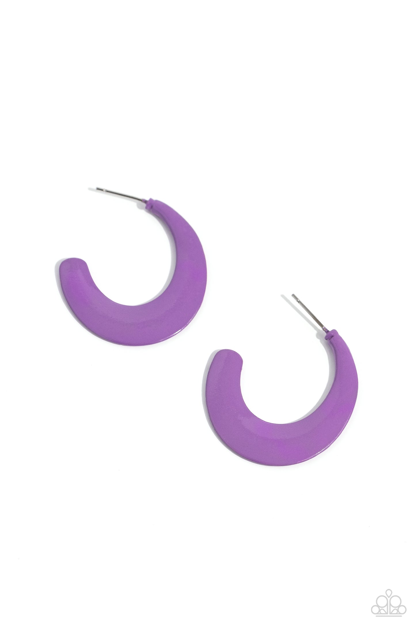 Fun-Loving Feature - Purple Hoop Earrings - Paparazzi Accessories