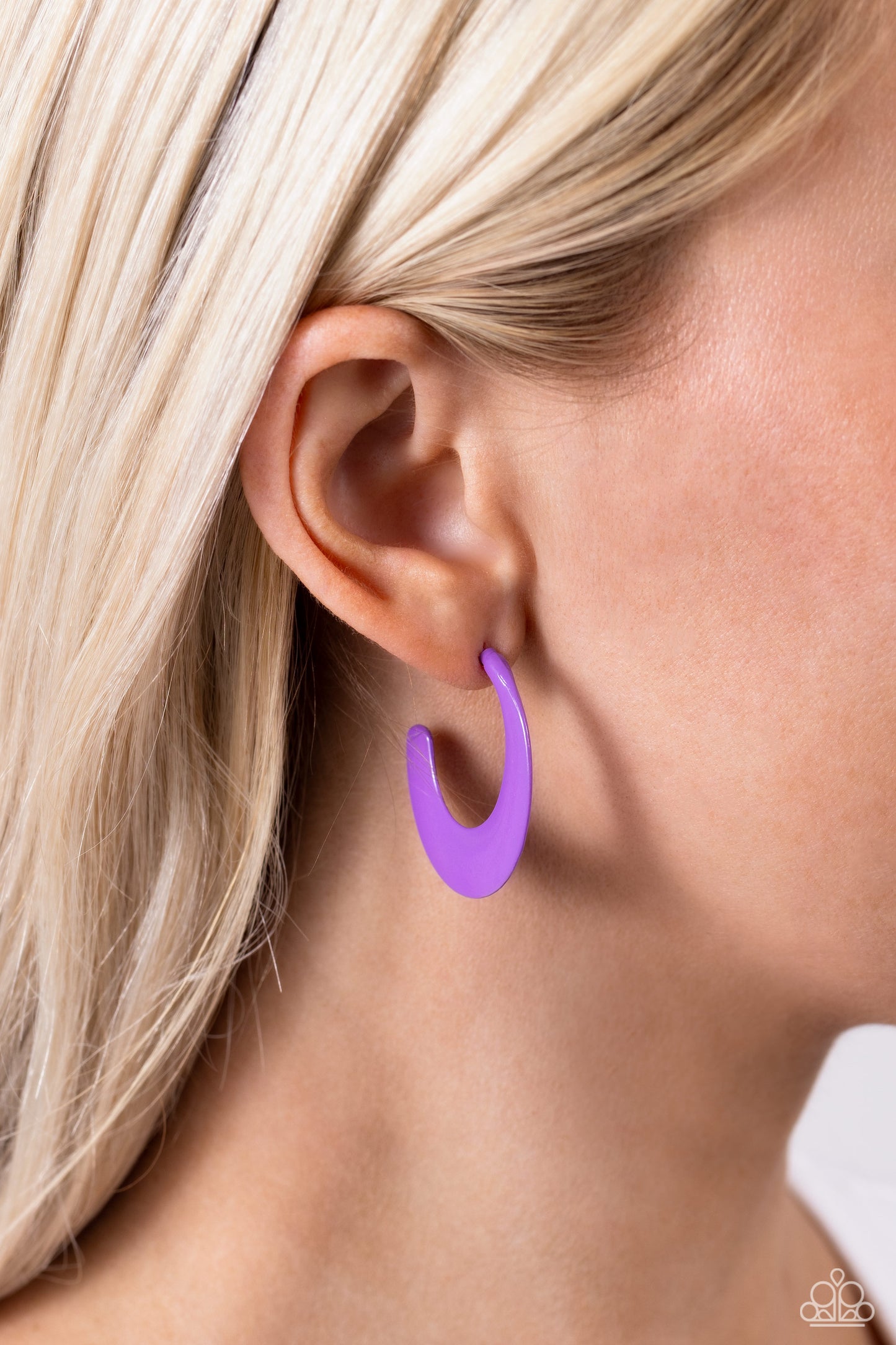 Fun-Loving Feature - Purple Hoop Earrings - Paparazzi Accessories