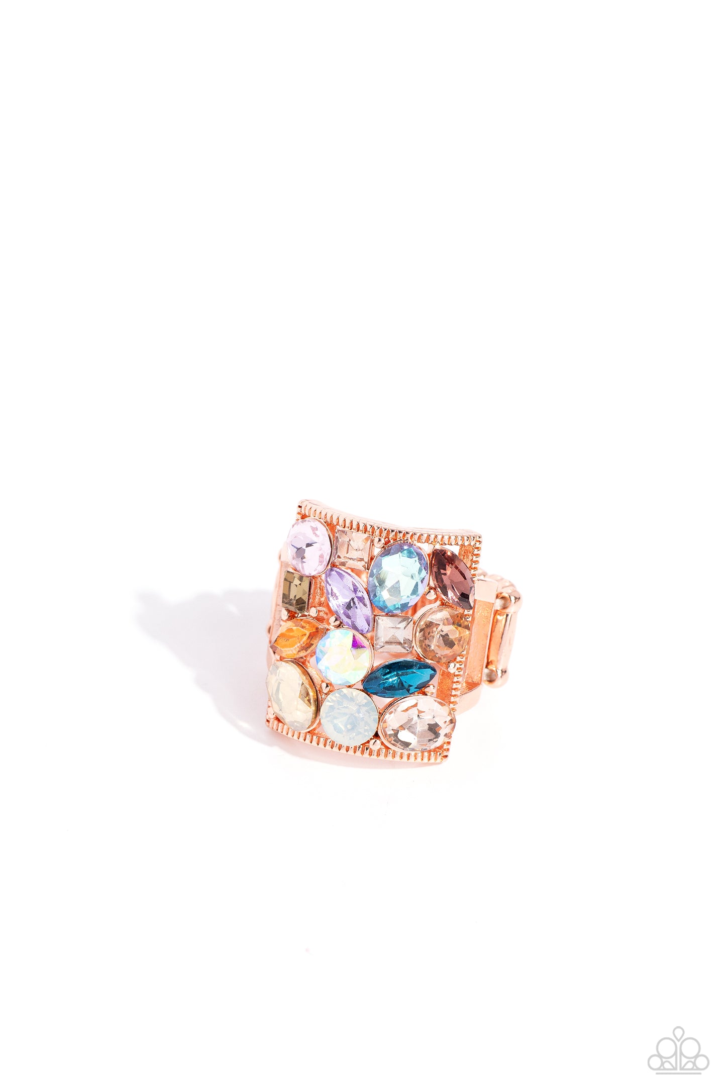 Bedazzled Backdrop - Copper - Kaleidoscopic Gemstone Ring - Paparazzi Accessories