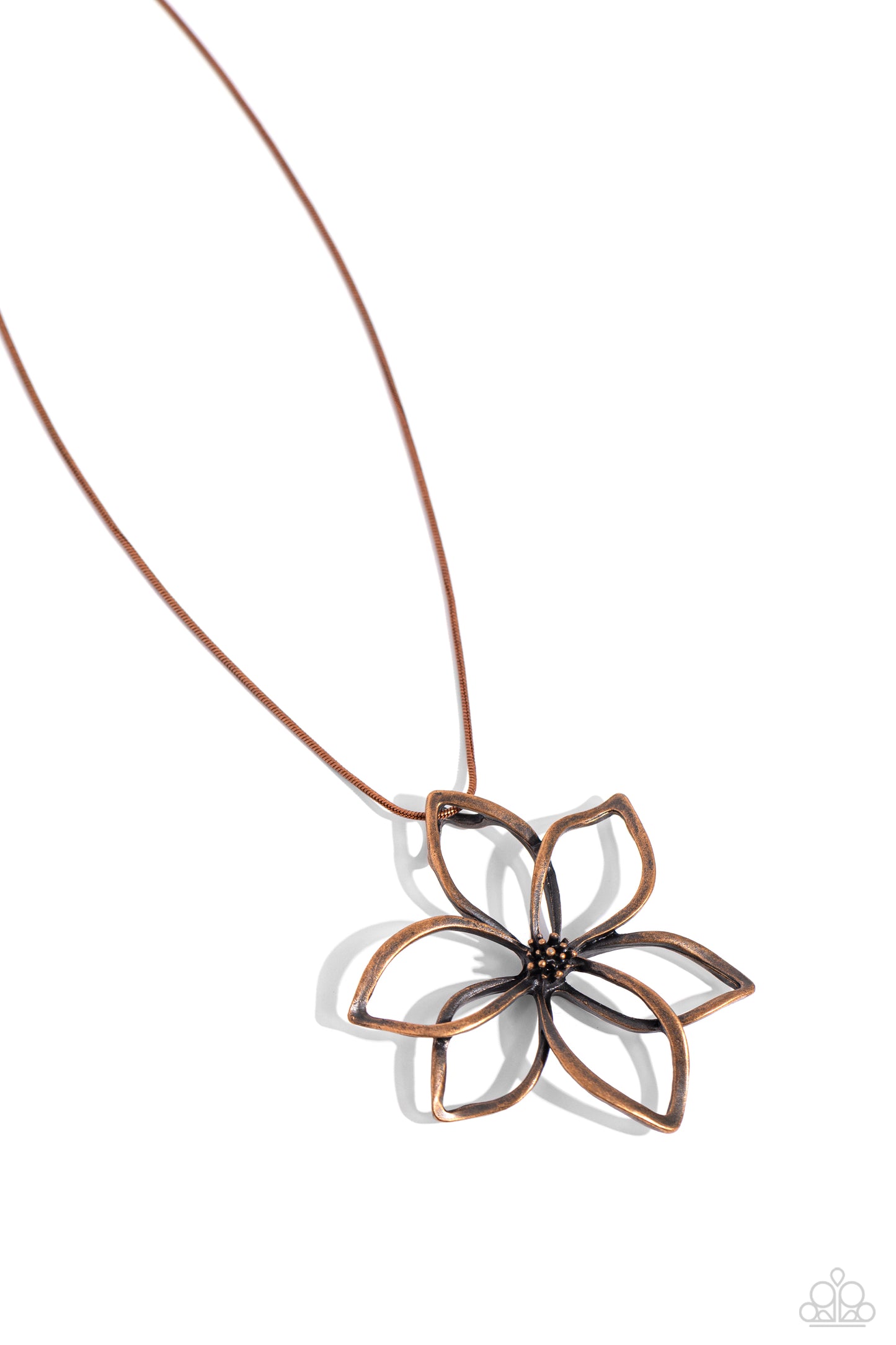 Flowering Fame - Copper Pendant Necklace - Paparazzi Accessories