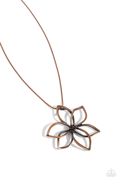 Flowering Fame - Copper Pendant Necklace - Paparazzi Accessories