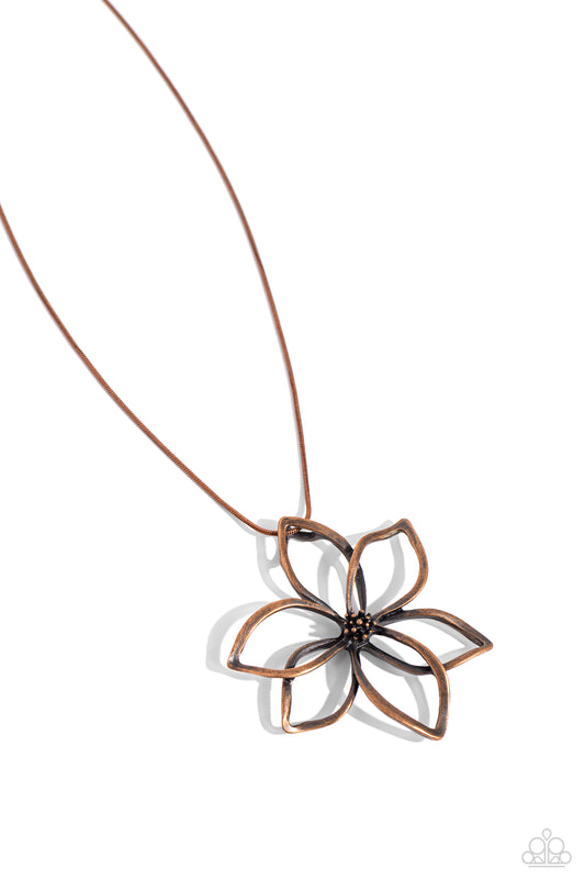 Flowering Fame - Copper Pendant Necklace - Paparazzi Accessories
