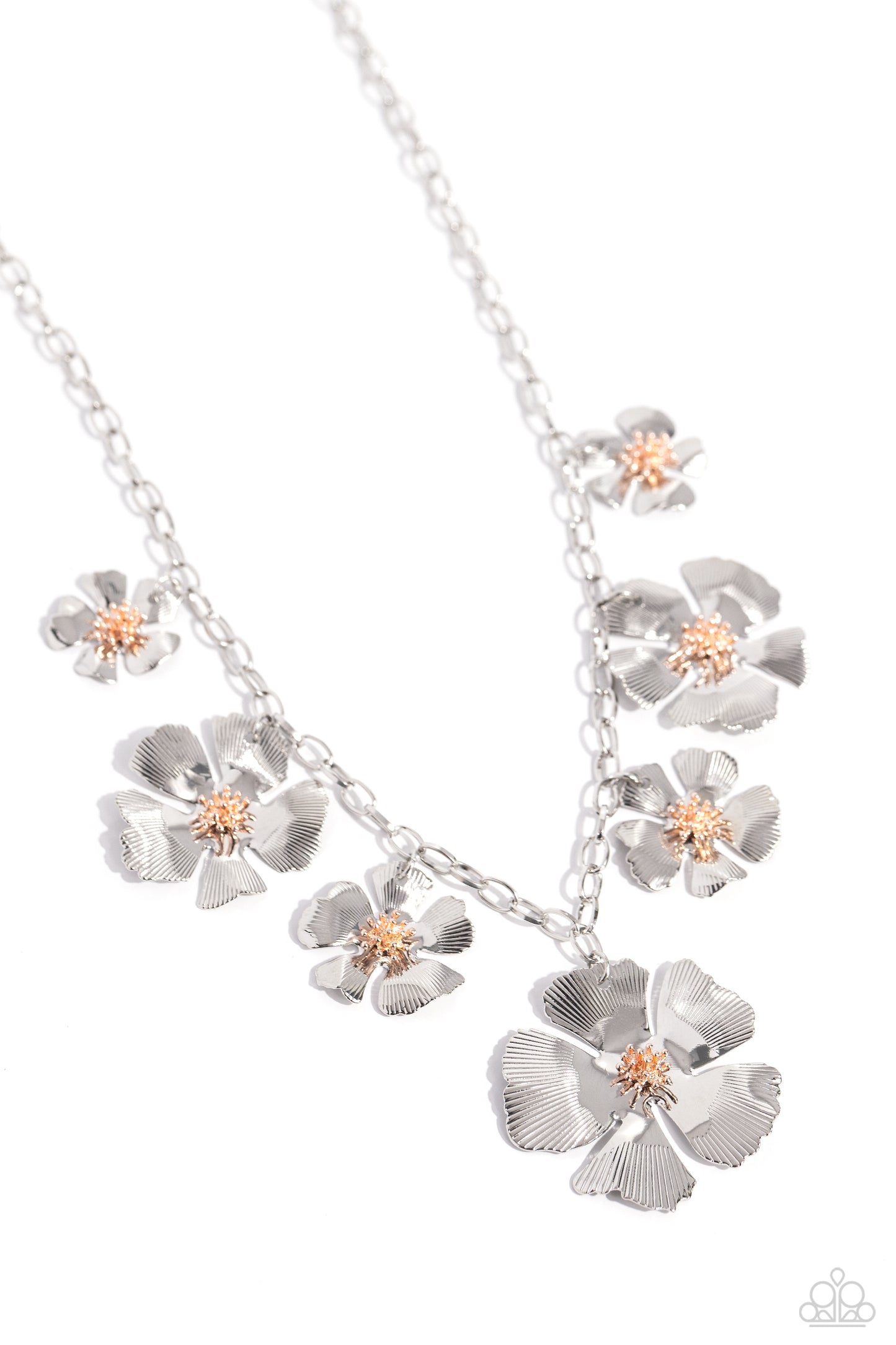 Prideful Pollen - Silver Flower Necklace - Paparazzi Accessories