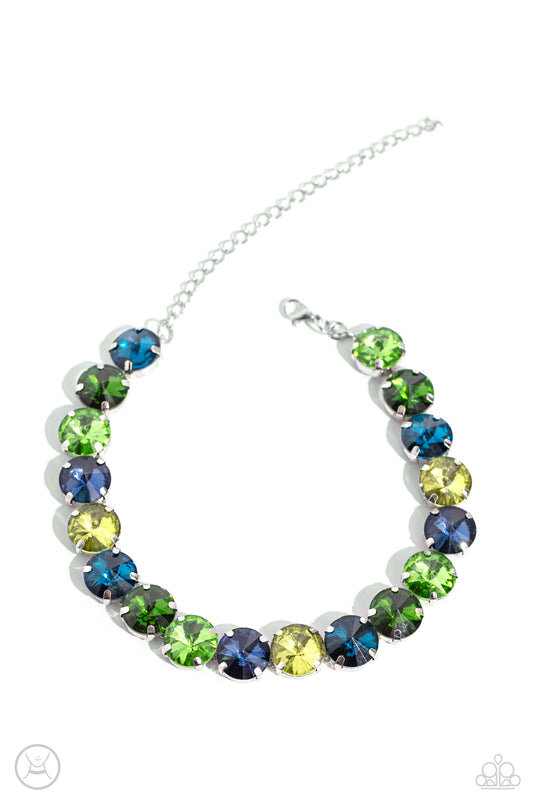Alluring A-Lister - Green Stiletto Rhinestone Choker Necklace - Paparazzi Accessories