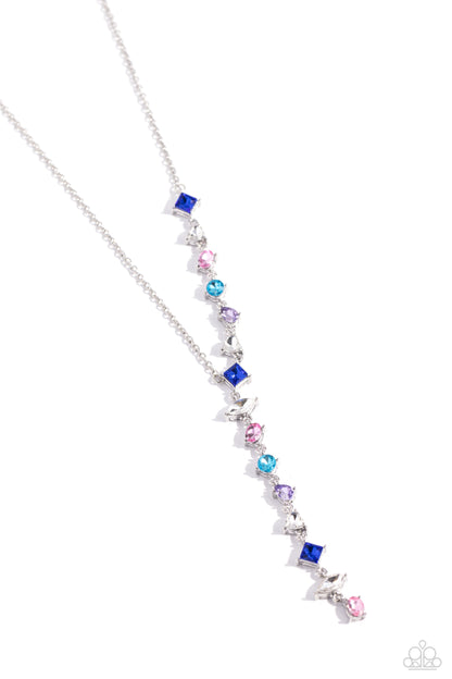 Diagonal Daydream - Multi Rhinestone Necklace - Paparazzi Accessories