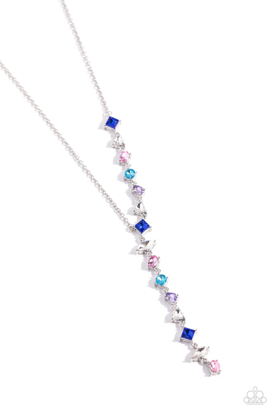Diagonal Daydream - Multi Rhinestone Necklace - Paparazzi Accessories