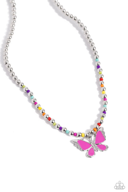 Vibrant Flutter - Multi Butterfly Necklace - Paparazzi Accessories